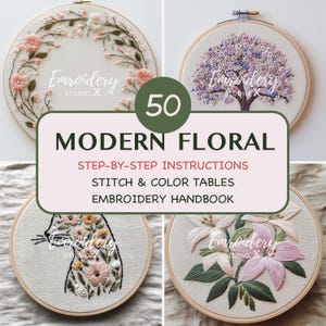 Modern Floral Hand Embroidery Bundle Step by Step Instructions: Spring and Summer PDF Patterns