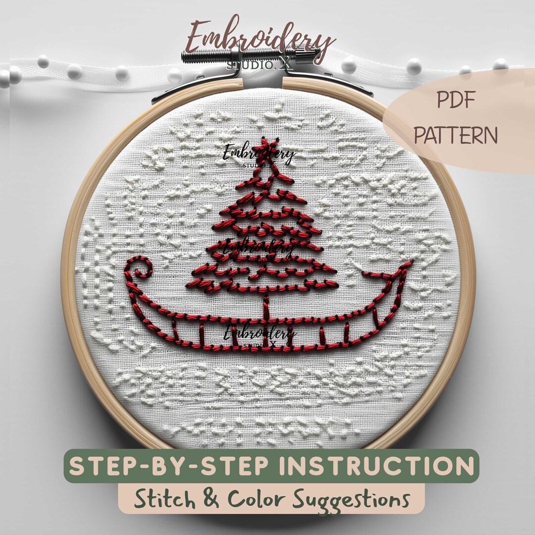 Christmas Sleigh Embroidery | Sleigh Embroidery | Santa Sleigh Design ...
