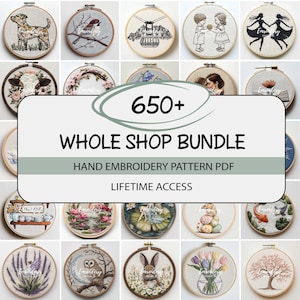 Whole Shop BUNDLE | Hand Embroidery PDF Patterns | Lifetime Access | Hoop Art Designs | Current & Future Designs | Instant Download