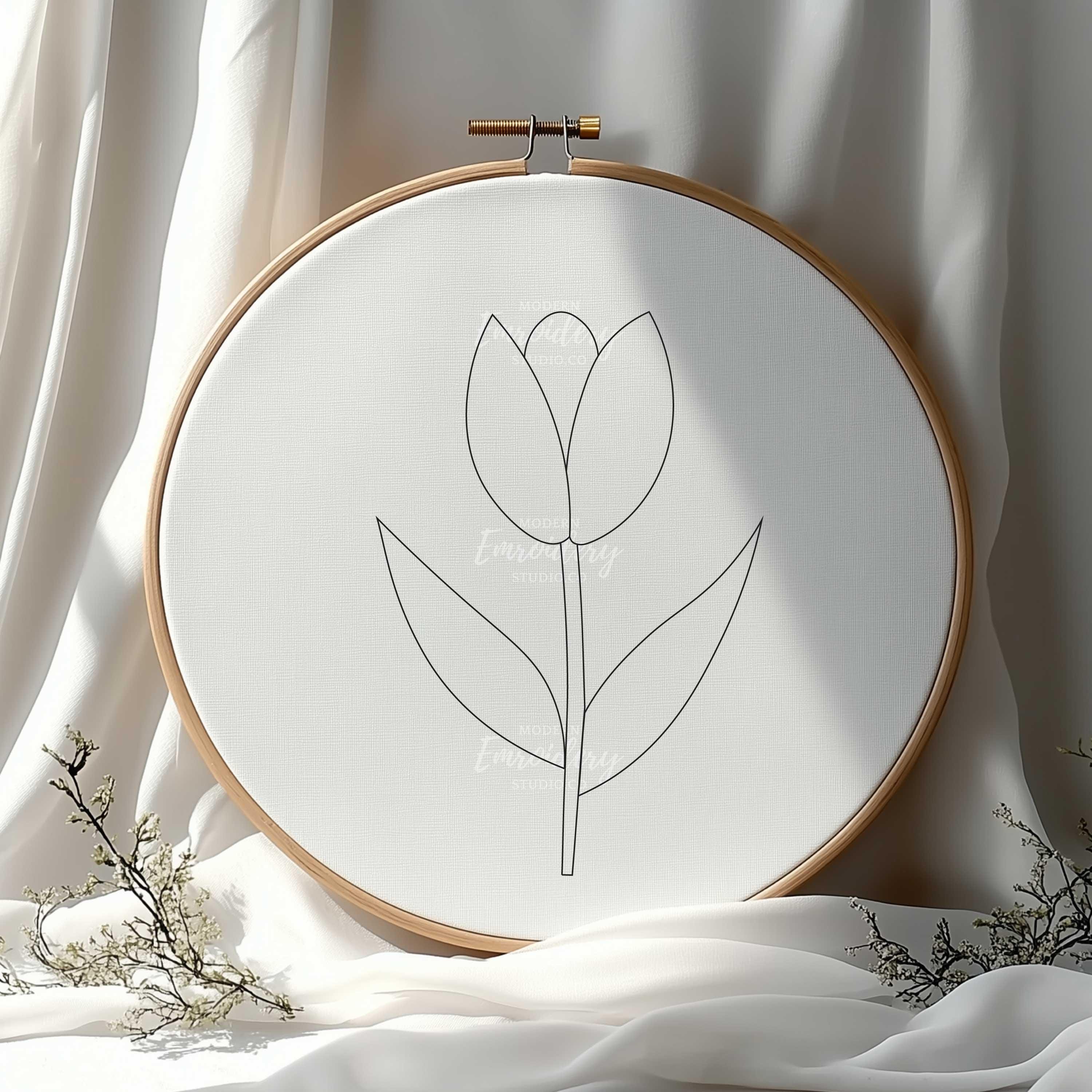 Tulip Embroidery PDF Pattern – Tulip Flower Design for Floral Hoop Art ...