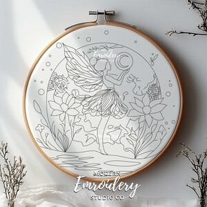 Moonlit Fairy With Lily Embroidery Pattern | Magical Hand Embroidery ...