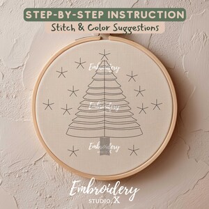 Beginner Christmas Pine Tree Embroidery PDF Pattern - Easy Holiday Hand ...