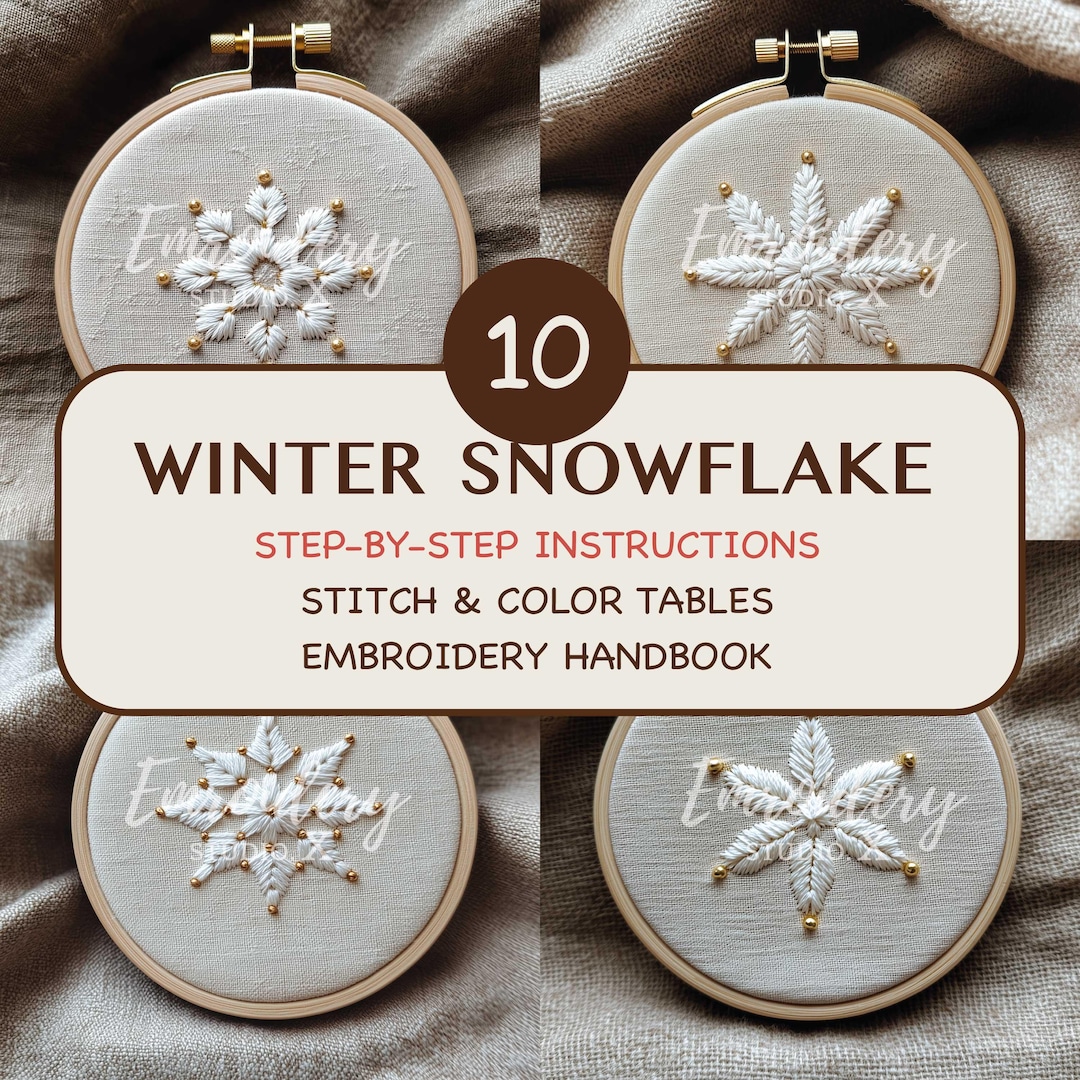 Snowflake Embroidery Pattern Bundle Hand Embroidery PDF With Step by ...