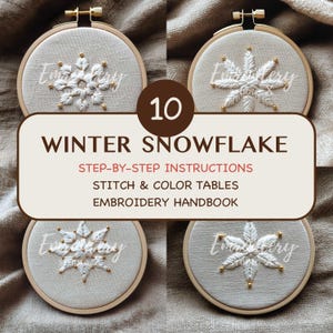 Snowflake Embroidery Pattern Bundle Hand Embroidery PDF with Step by Step Instructions