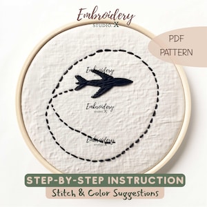 Flight Path Embroidery PDF Pattern | Beginner Travel Stitch PDF | Travel-Themed Modern Hoop Art for Handmade Gifts