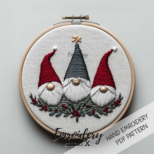 Christmas Gnome Embroidery Pattern PDF | Fun Winter Gnome Embroidery for Creative Holiday Hand Embroidery Projects