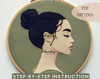 Arte em bastidor feminista com bordado feminino | PDF de bordado faça você mesmo para arte bordada à mão festiva | Ideias de presentes para ela