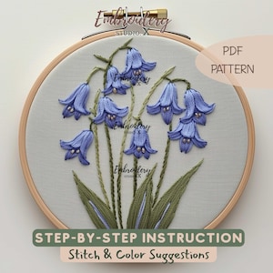 Bluebells Embroidery PDF Pattern - Flower Hoop Art for Beginners | Floral PDF Pattern for Summer Projects