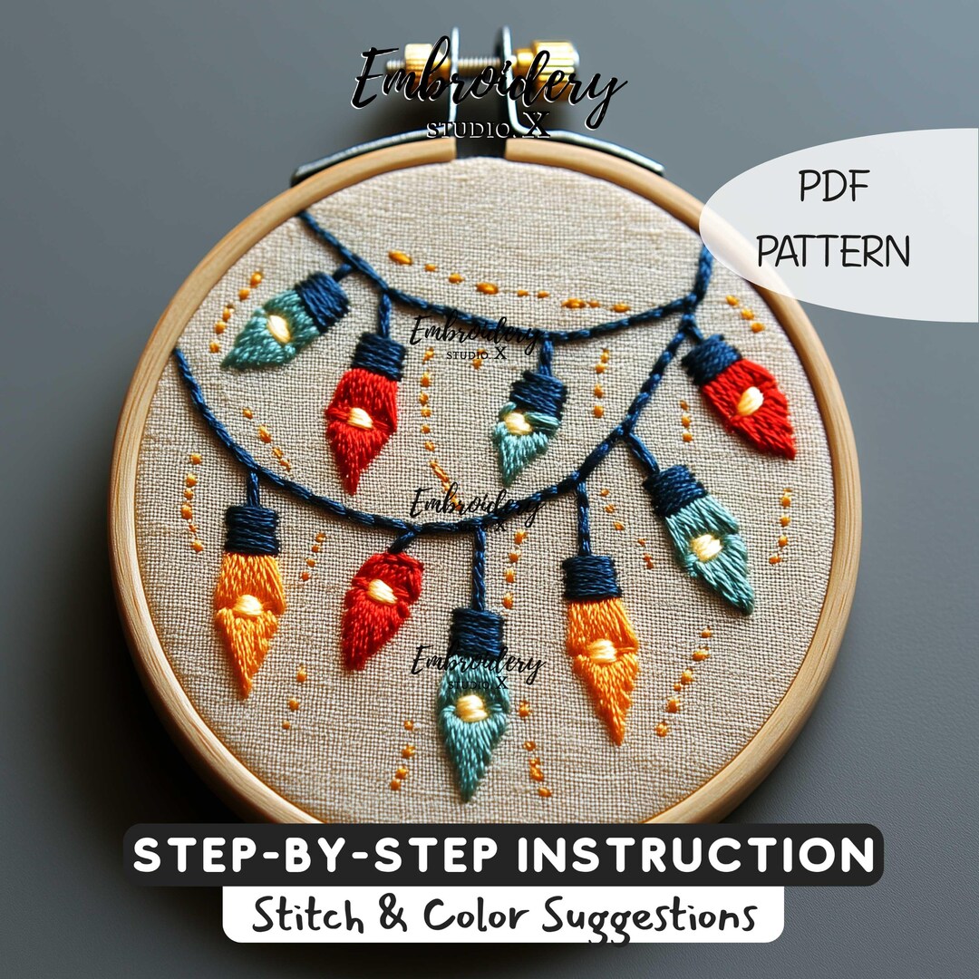 Christmas Light Embroidery Pattern PDF | Beginner-friendly Light ...
