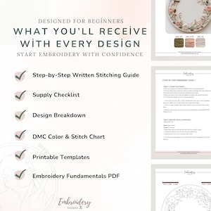 Floral Hand Embroidery Bundle Step by Step Instructions: Spring and Summer PDF Patterns image 3