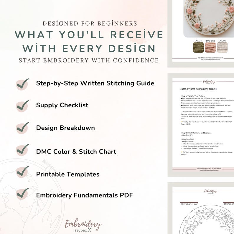 Floral Hand Embroidery Bundle Step by Step Instructions: Spring and Summer PDF Patterns image 3