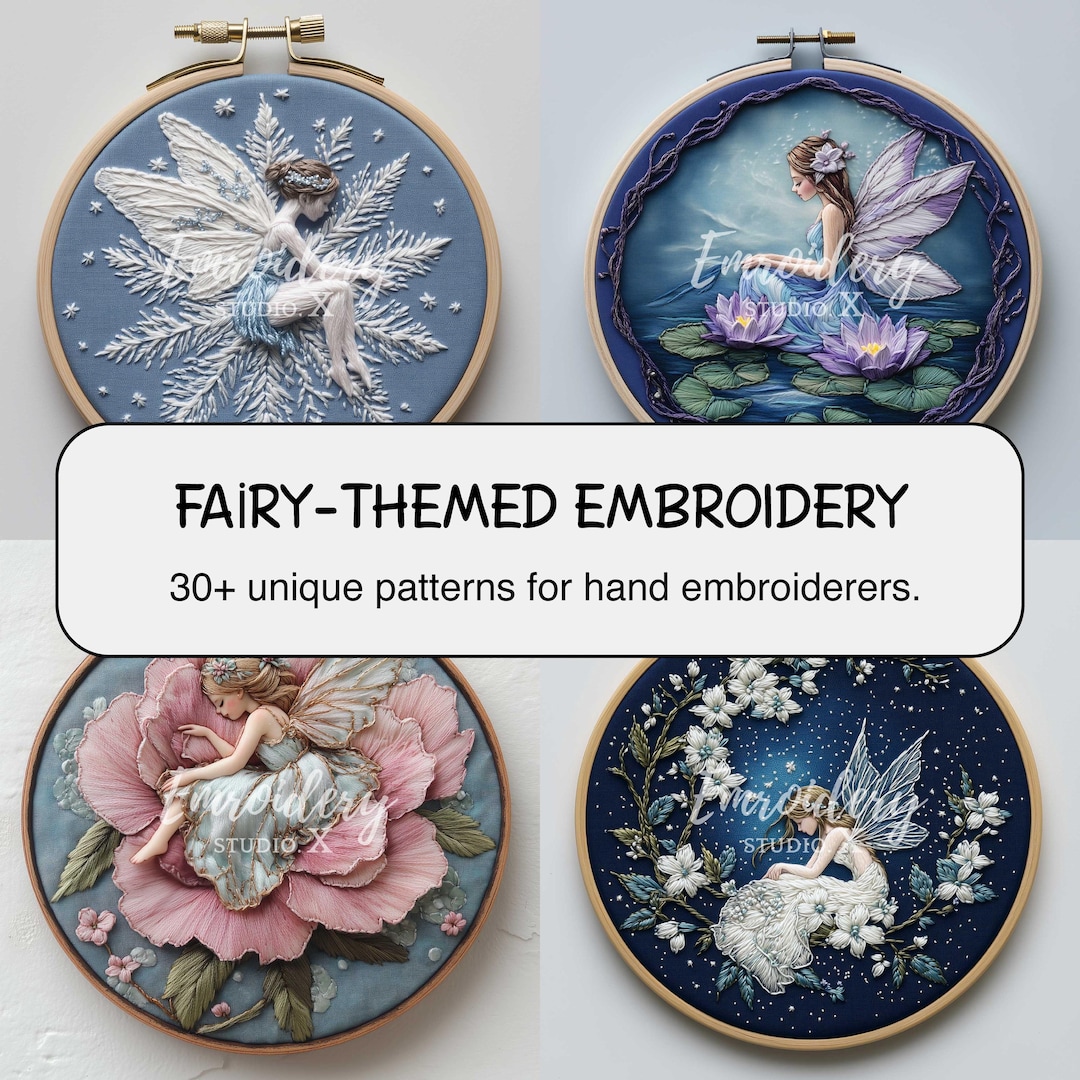 Fairy Embroidery Bundle | Whimsical Hand Embroidery PDF | Dreamy Floral ...
