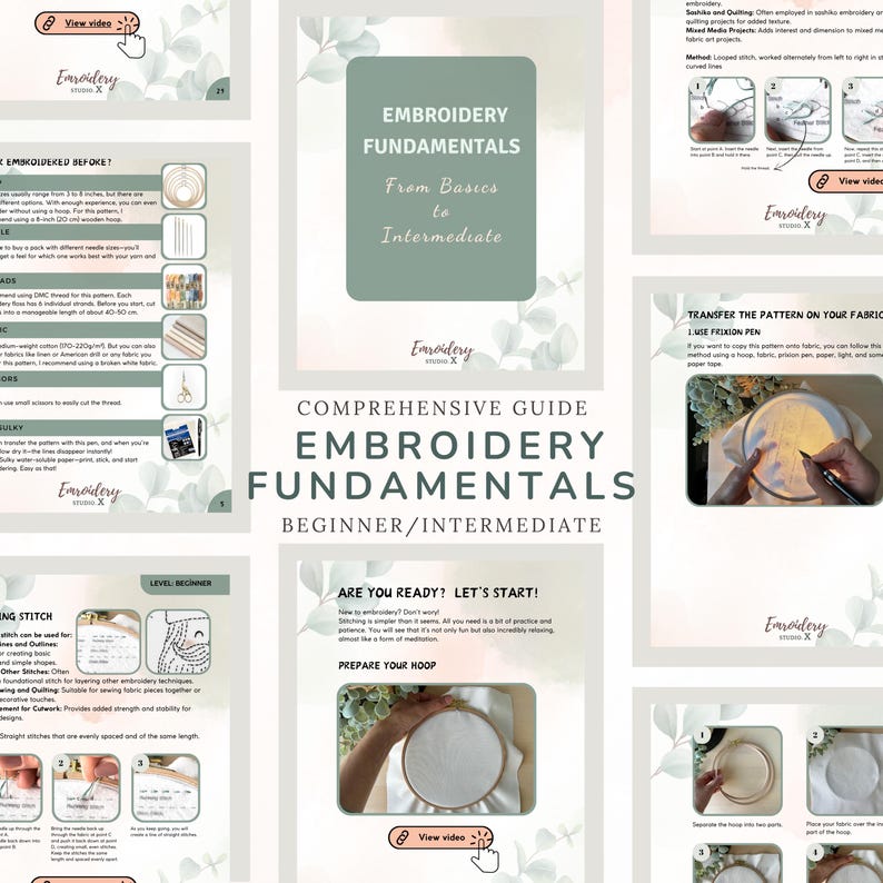 Patrón de bordado de gatito e hilo / Adorable bordado a mano de gato en PDF / Diseño acogedor de arte de aro y costura para manualidades textiles imagen 6