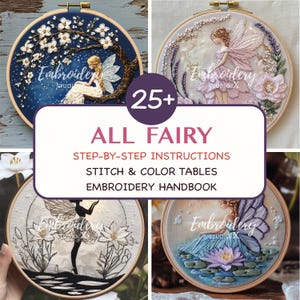 Feen-Handstickerei-Paket: Wunderliche Blumenstickerei-PDF mit Schritt-für-Schritt-Anleitung