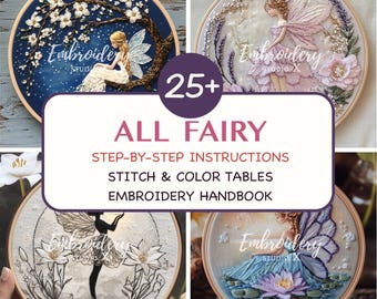 Fairy Hand Embroidery Bundle: Whimsical Floral Embroidery PDF with Step-by-Step Instructions