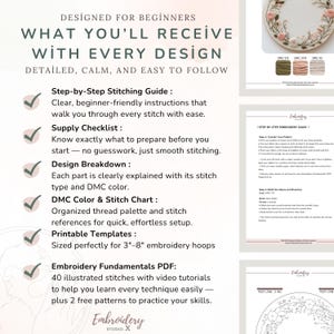 Spring Hammock Embroidery Pattern PDF | Cherry Blossom Hand Stitch Design | DIY Hoop Art for World Happiness Day image 3
