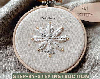 Kreatives Schneeflocken Stickmuster | Einfaches Winter PDF für DIY Hoop Art und trendige Weihnachtsgeschenke