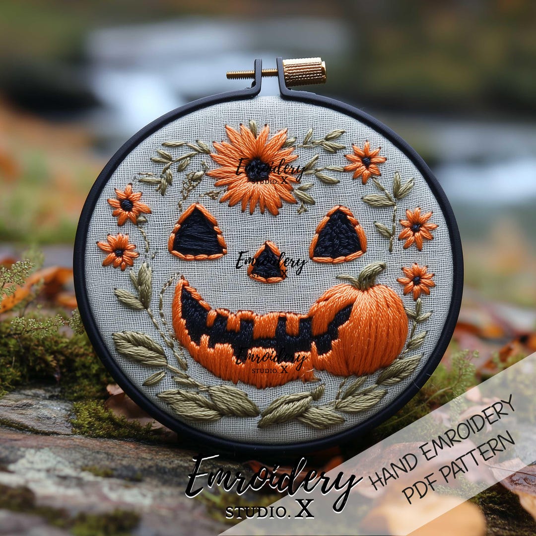 Fall Smiling Pumpkin Hand Embroidery Pattern | Beginner Friendly ...