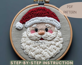 Weihnachtsmann PDF Stickmuster | Weihnachtsmann Stickdatei | DIY Weihnachtsdekor | Festliches Feiertags-Handwerk