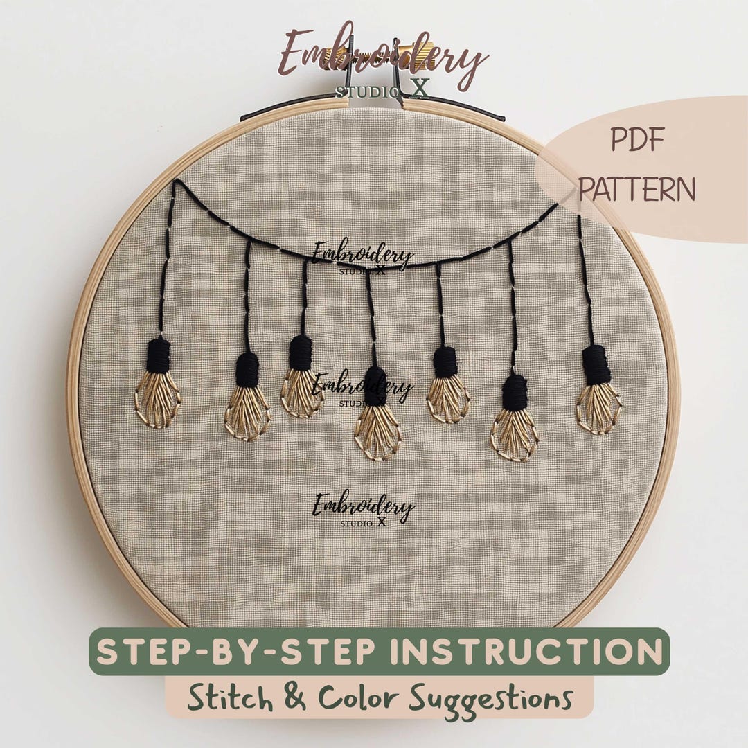 Modern String Light Hand Embroidery Pattern | Easy Beginner Small Fairy ...