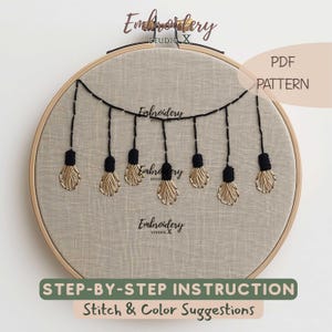 Padrão de bordado à mão com luzes de corda modernas | Design de arte de bastidor de luzes de fada pequenas para iniciantes | Decoração aconchegante com costura simples