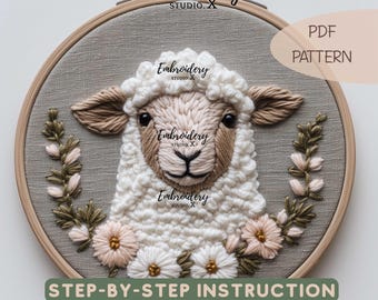 羊の刺繍パターン。羊のデザイン。 - Etsy 日本