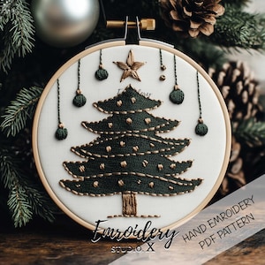 Christmas Tree Embroidery Pattern | Easy Christmas Tree Embroidery | Festive Tree Decoration | Beginner Friendly Pattern