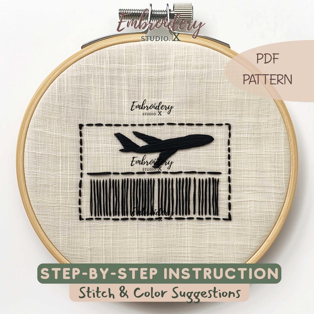 Easy Pattern Pass Boarding Pass Hand Embroidery PDF | Beginner Friendly Flight Ticket ...
