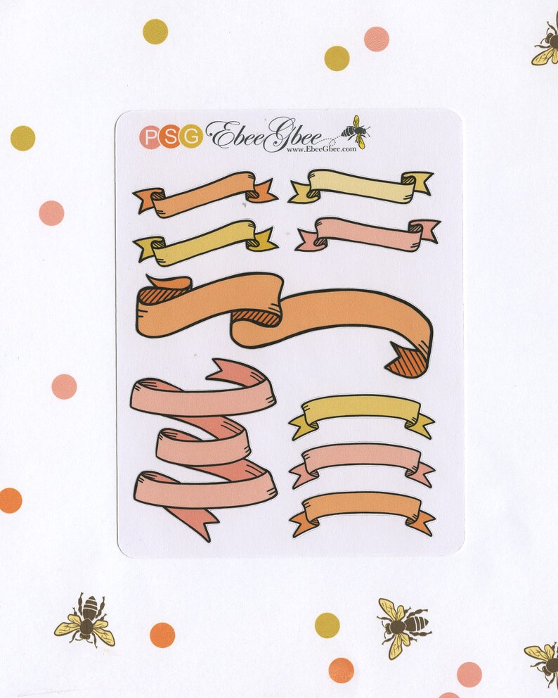 COLORFUL BANNERS Planner Stickers Hand Drawn Beecolorful - Etsy
