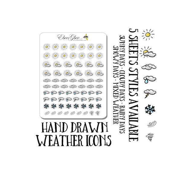 WEATHER Planner Stickers Hand Drawn Bujo Style - Etsy