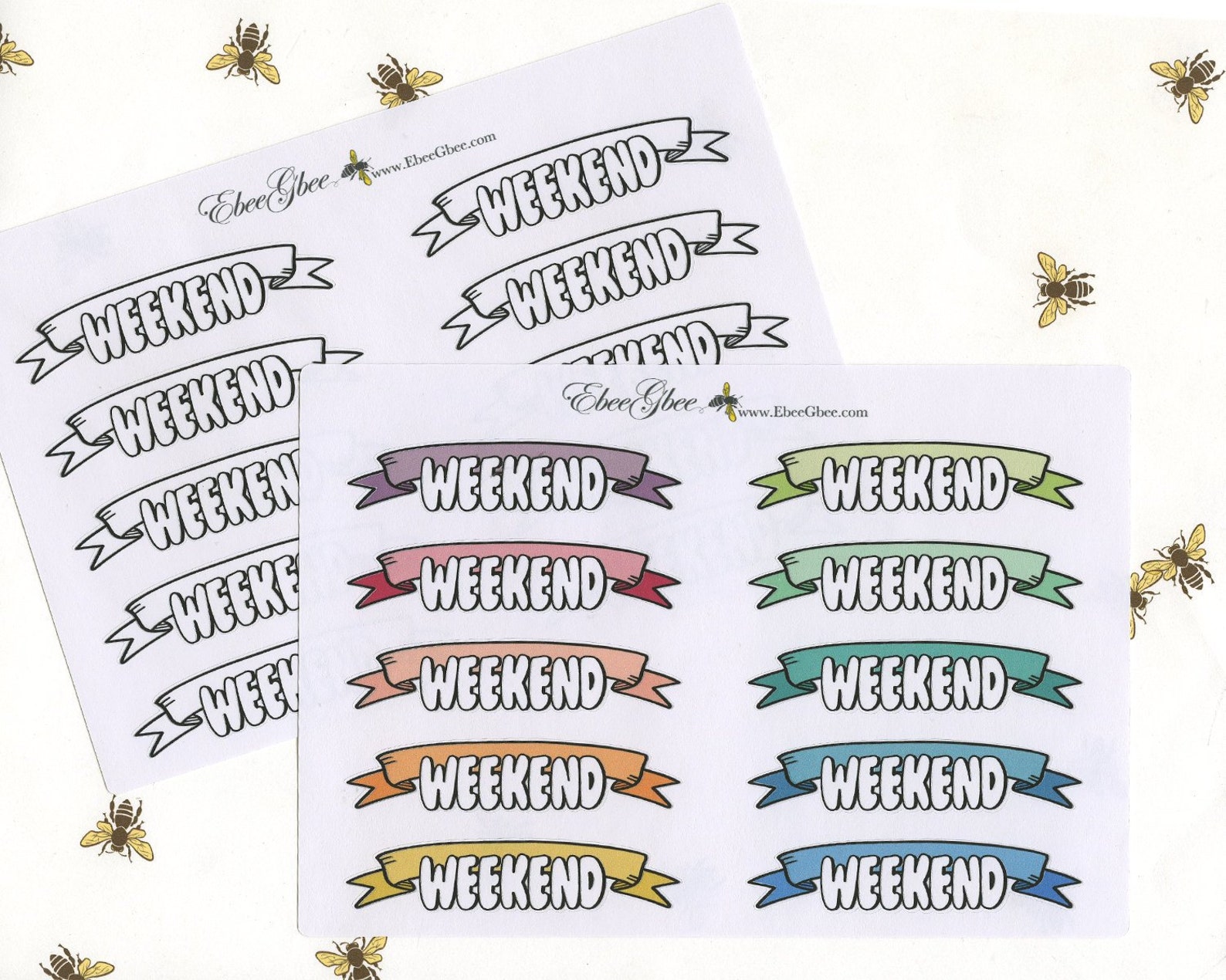BUBBLE LETTER WEEKEND Banners Planner Sticker Set Bujo Style - Etsy