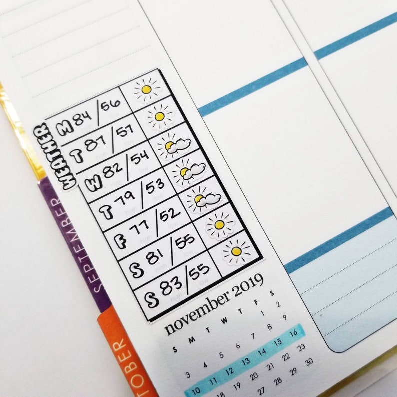 WEEKLY WEATHER TRACKER Planner Stickers - Etsy