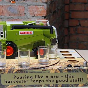 Personalized Combine Alcohol Dispenser - Automatic Pourer for 4-6 Glasses, Mobile Bar - Perfect 50th Birthday Party Favors & Farmer Dad Gift
