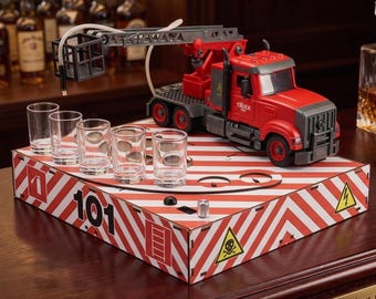 Feuerwehrmann Geschenk Automatischer Schuss Whisky Spender, Feuerwehrauto Alkoholausgießer, personalisiertes Geschenk für Männer, Häuptling Ruhestandsgeschenk