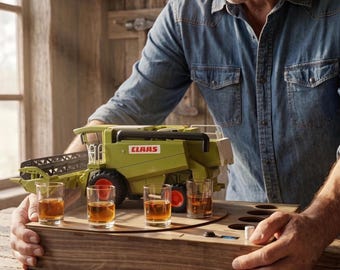 Mähdrescher Schnapsspender für Landwirte - Personalisiertes Traktor Whiskey Set, Rustikale Bar Deko, Geschenk zum Ruhestand Bauer