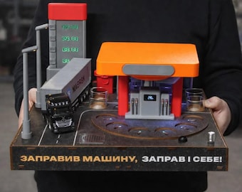 Premium-Bar-Zubehör, automatischer Whisky-Spender, personalisierter Schnapsausgießer 6 Schnapsgläser, einzigartiges Hausbardekor, Man-Cave-Gadget