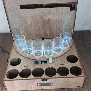 Custom LED Alcohol Dispenser – Automatic Whiskey Pourer for 4, 6, 8, 10, or 12 Shot Glasses, Ideal Gift for Officiant & Golf Bachelor Party