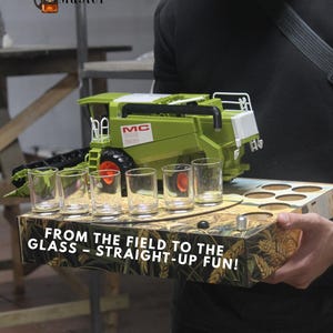 Combine Design Bourbon Dispenser – 4-6 Glass Alcohol Dispenser, Perfect 21st Birthday Gift & John Deere Gifts, Personalized Whiskey Measure