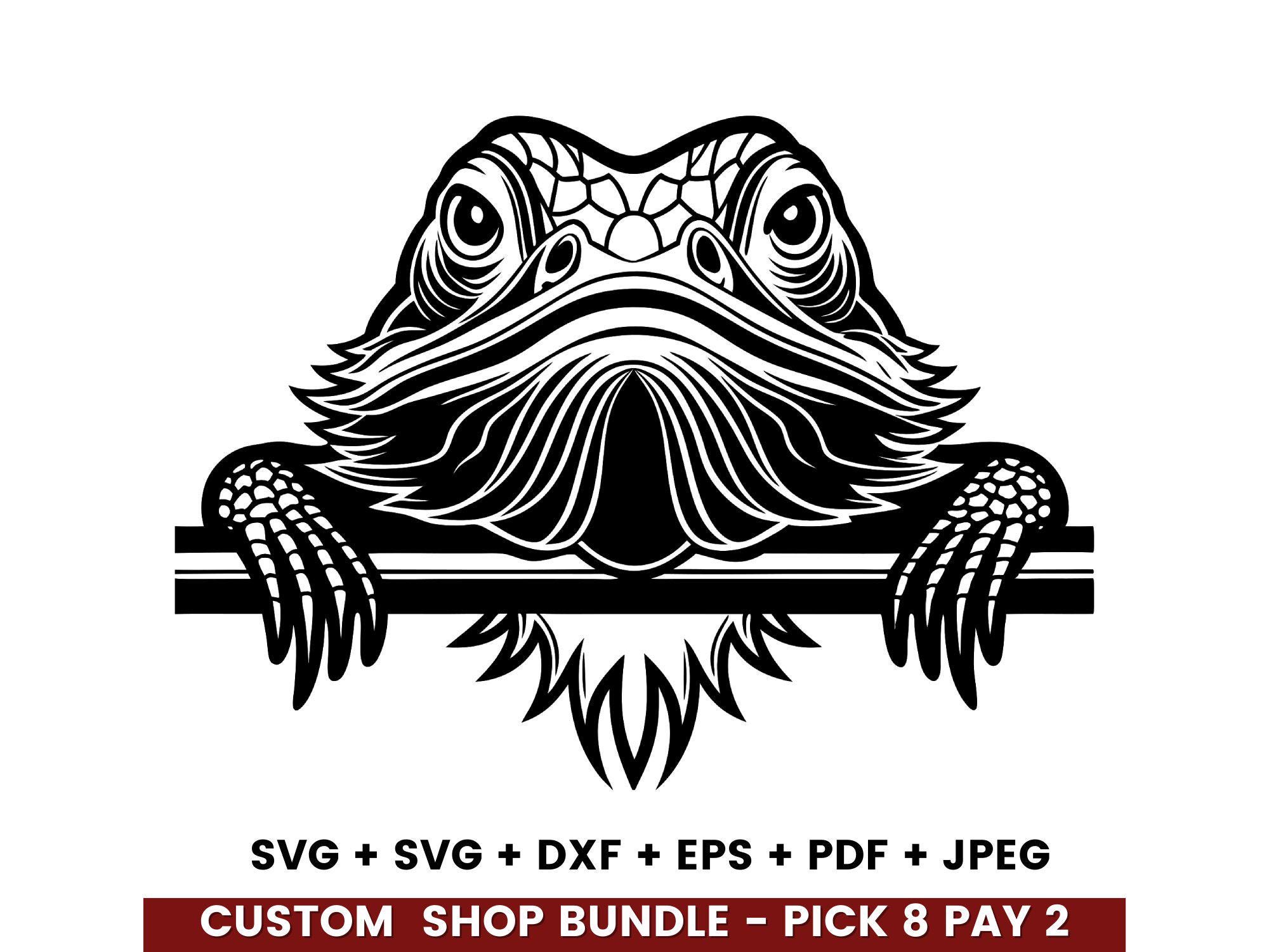 Peeking Cute Bearded Dragon Svg Png Dxf Eps Vector Graphic Cut File ...