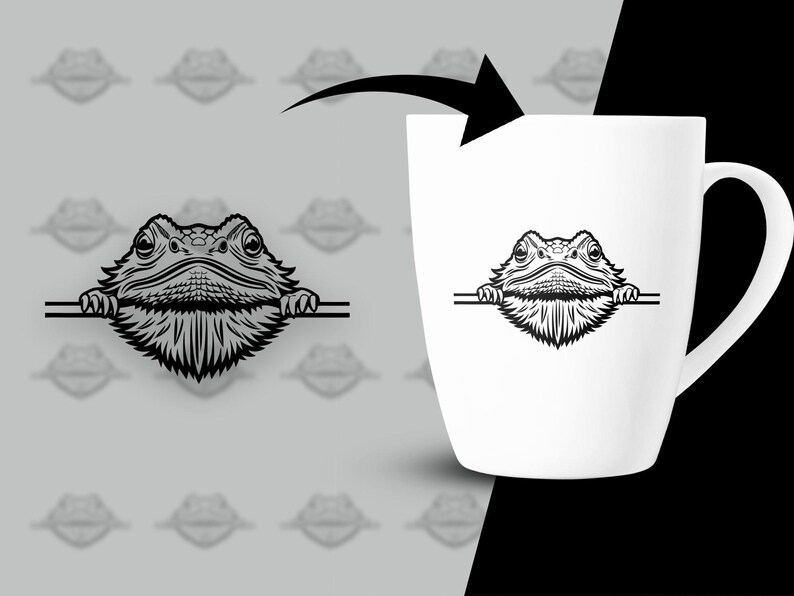 Peeking Cute Bearded Dragon Svg Png Dxf Eps Vector Graphic Cut File ...
