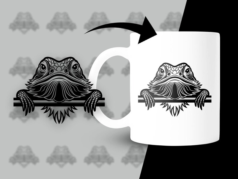 Peeking Cute Bearded Dragon Svg Png Dxf Eps Vector Graphic Cut File ...