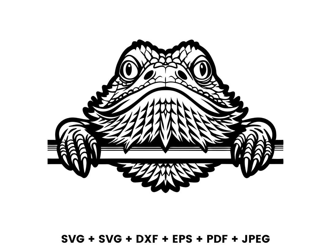 Peeking Cute Bearded Dragon Svg Png Dxf Eps Vector Graphic Cut File ...