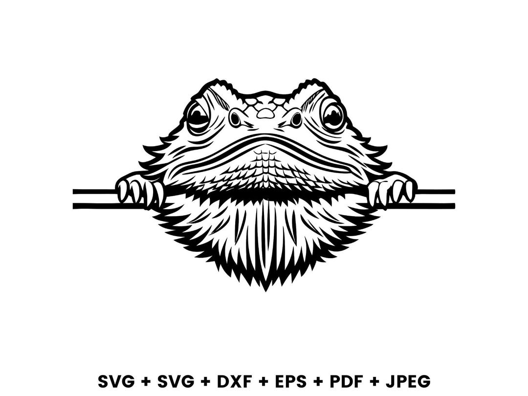 Peeking Cute Bearded Dragon Svg Png Dxf Eps Vector Graphic Cut File ...