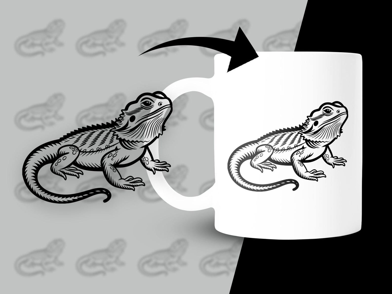 Peeking Cute Bearded Dragon Svg Png Dxf Eps Vector Graphic Cut File ...