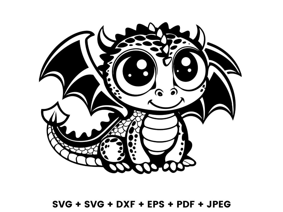 Cute Baby Dragon Svg Png Dxf Eps, Vector Graphic Cut File, Animal ...