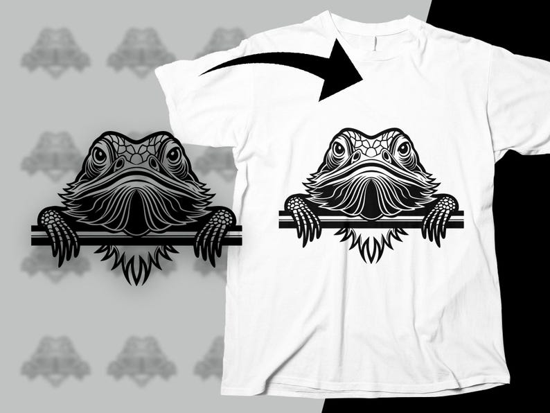 Peeking Cute Bearded Dragon Svg Png Dxf Eps Vector Graphic Cut File ...