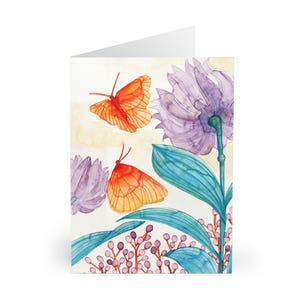 Cartes de voeux papillon et fleur (paquet de 5)