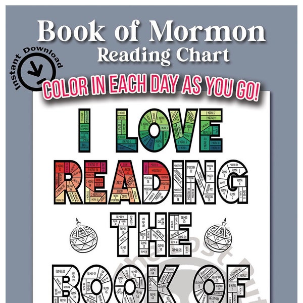 Book of Mormon Reading Chart - Instant Download - Printable - Coloring Chart - Come Follow Me - 2024 - A4 - A5 - Poster - Primary - Tracker