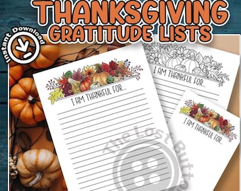 Thanksgiving Gratitude List Printable: Family Activity (Digital Download) PDF