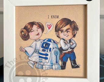 Star Wars Valentines Art: Leia, Han Solo & R2D2 Print (Digital Download)